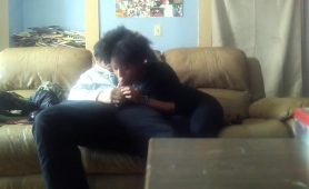 Cute Ebony Girlfriend Takes A Thick Black Cock In Her Mouth