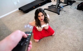 Big Boobed Brunette Sex Doll Made To Strip Fully Naked 