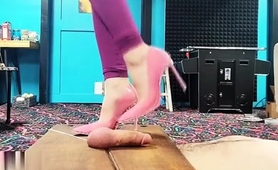 Foot Fetish Mistress In High Heels Punishes Cock And Balls