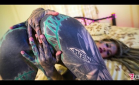 Tattooed Girl Fingering Her Pussy And Ass